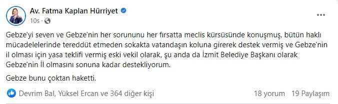 Hürriyet’in Gebze arzusu!