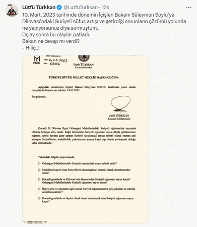 Dilovası’ndaki olaylar sonrası, Lütfü Türkkan gündem oldu