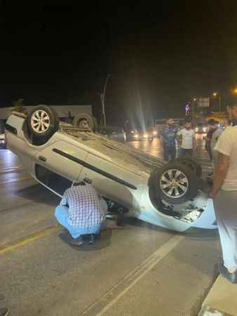 Araba böyle takla attı... O anlar kamerada