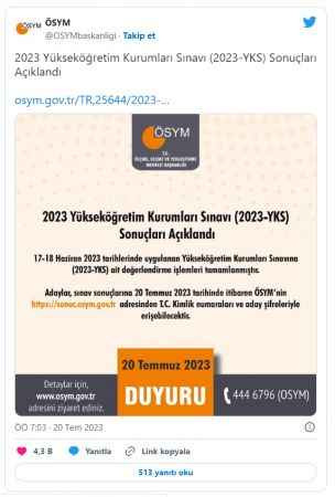 YKS sonuçları açıklandı!