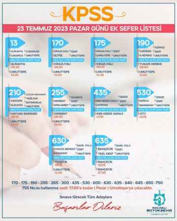KPSS için 10 hatta ek sefer düzenlenecek!