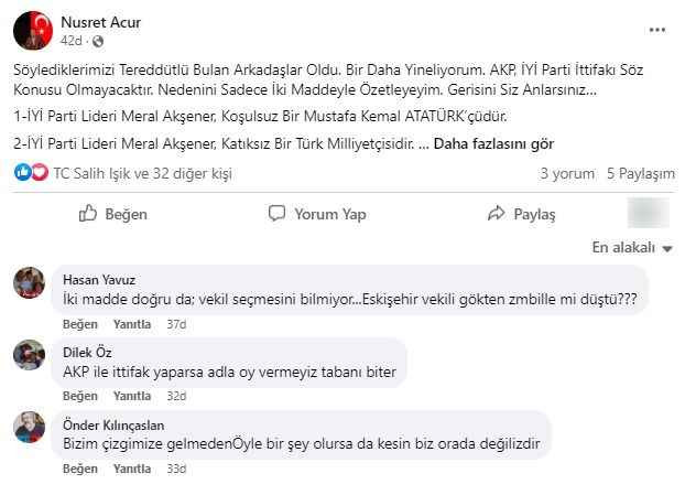 Nusret Acur AKP-İYİ Parti ittifakı ihtimaline noktayı koydu!