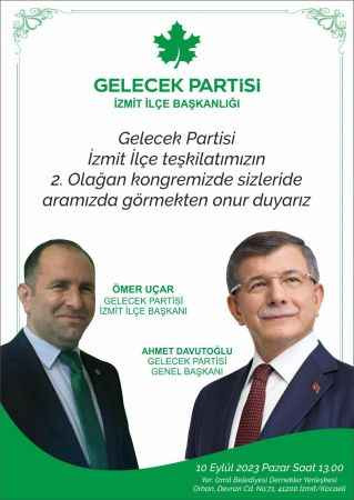 Gelecek Partisi İzmit'te kongreye gidiyor