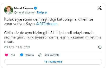 Akşener'den Erdoğan'a ittifak yanıtı!