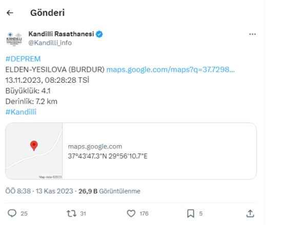 Burdur'da korkutan deprem
