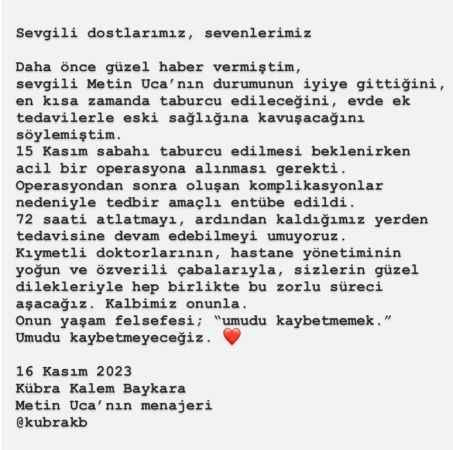 Kocaeli'de kaza geçirmişti...Metin Uca entübe edildi