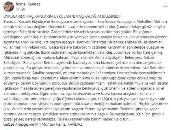 Dayakçı muhtardan Büyükşehir’e gözdağı! “Reis’e ulaşmasını bilirim!”