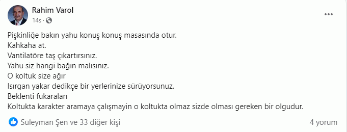 Muhtar Varol, Muhtar Kızıl'ı mı kast etti? "Pişkinliğe bakın, konuş konuş masasında otur"