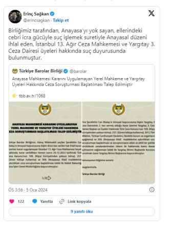 TBB'den Yargıtay üyeleri için soruşturma talebi