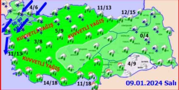 Fırtına önce güney batıdan sonra kuzey doğudan…