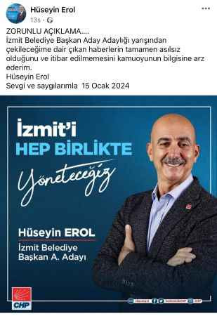 Hüseyin Erol açıkladı! Adaylıktan çekildi mi ?