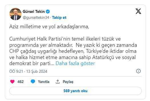 Gürsel Tekin CHP'den istifa etti