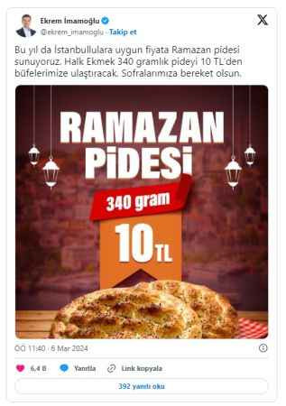 İstanbul Halk Ekmek’te Ramazan pidesinin fiyatı belli oldu