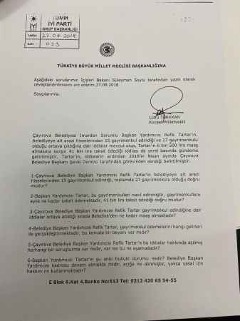 Yolsuzluk önergesi vermişti Şimdi yere göğe sığdıramıyor
