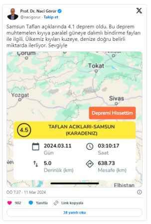 Naci Görür'den Samsun depremi değerlendirmesi!