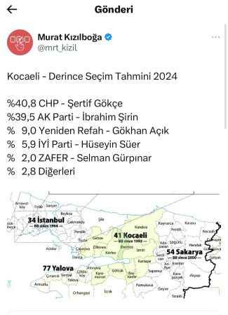 Veri analisti anket paylaştı: Derince’de bakın kim önde!