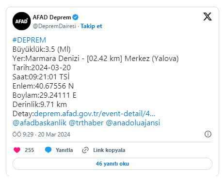 Marmara'da deprem!