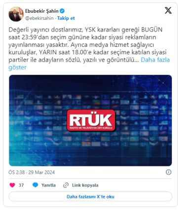 RTÜK'ten 'seçim yasağı' kararı