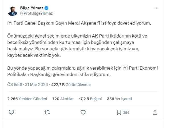 İYİ Parti’de ilk istifa geldi