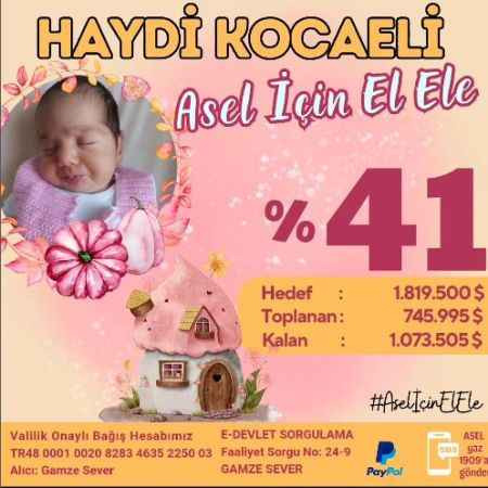 SMA’lı bebek Asel, Kocaeli’nin yardımlarını bekliyor