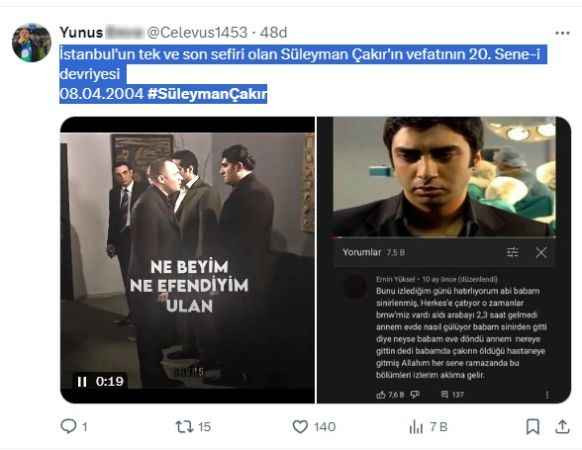 Dizi karakterini ölüm yıldönümünde rahmetle andılar(!)