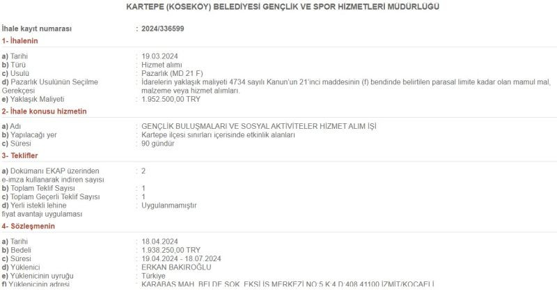Adrese teslimin adı “davet usulü” oldu AKP’li isme bir ihale daha