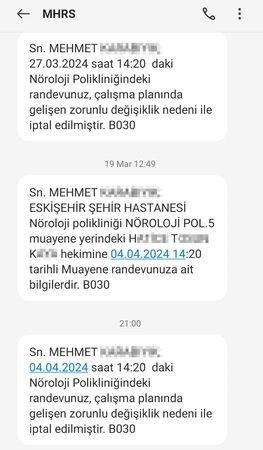 MHRS'den gelen mesajlar çıldırttı! Şikayet yağıyor! Hastanelerde randevu iptali rezaleti!