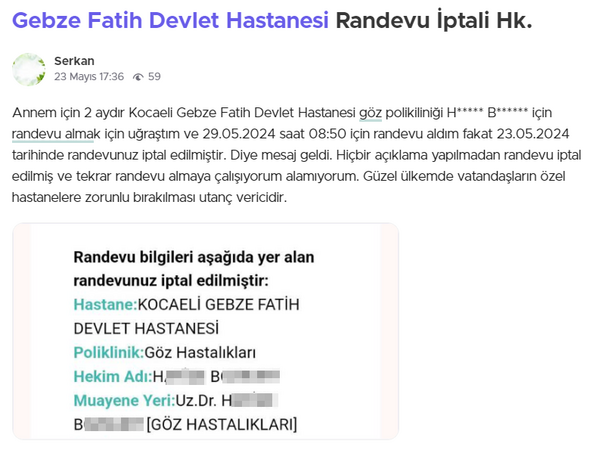 MHRS'den gelen mesajlar çıldırttı! Şikayet yağıyor! Hastanelerde randevu iptali rezaleti!