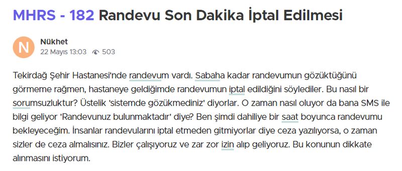 MHRS'den gelen mesajlar çıldırttı! Şikayet yağıyor! Hastanelerde randevu iptali rezaleti!