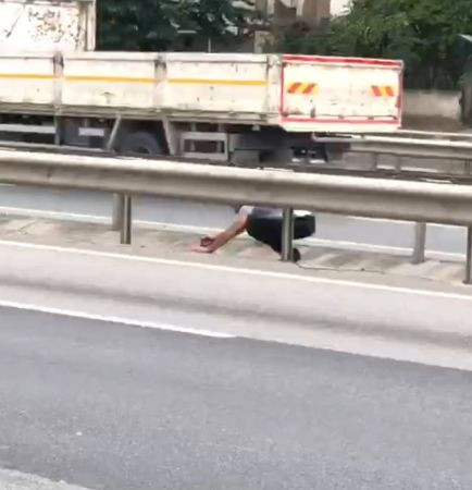 Alevlerden kaçarken yola fırlayan kedinin imdadına yetişti