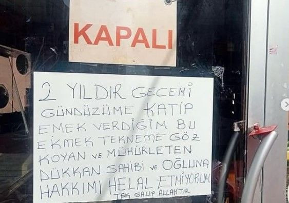 Mühürlenen işletmesinin kapısına bakın ne astı!
