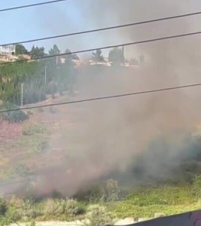 Araçta başlayan yangın ağaçlık alana sıçradı