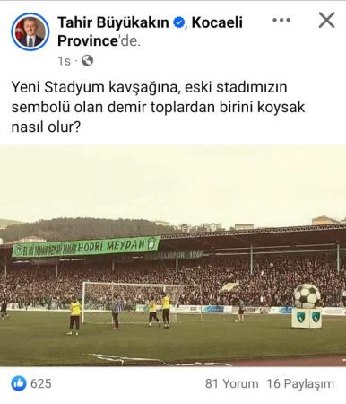 Eski stadyumun sembolü geliyor! Büyükakın Kocaelispor taraftarına bakın ne sordu!