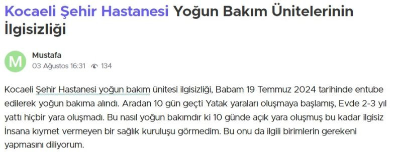 Vatandaştan hastanenin yoğun bakımı ile ilgili şok iddia!