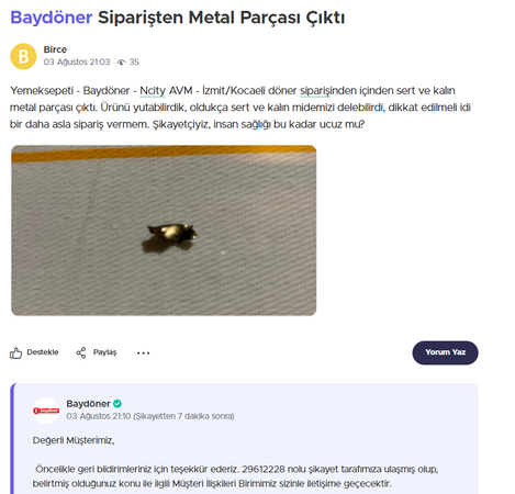 Ünlü markanın dönerinden çıktığı iddia edildi
