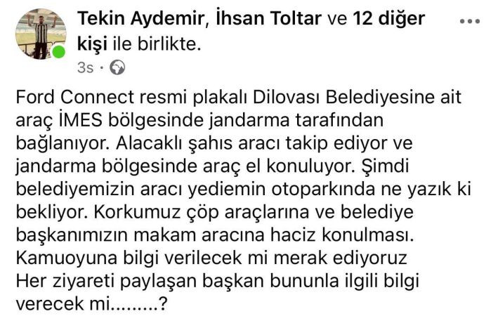Belediyenin aracına haciz iddiası!