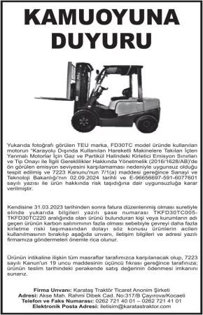 Kocaeli’de üretim yapan firma forkliftlerini geri topluyor!