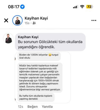 Kocaeli’deki okullar velilerden temizlik parası istemeye başladı!