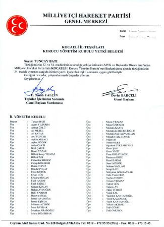 Bahçeli, MHP Kocaeli İl Yönetimi’ni onayladı