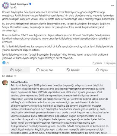 İzmit Belediyesinin topu direkten döndü! Hayvansever dernek başkanından sert tepki!