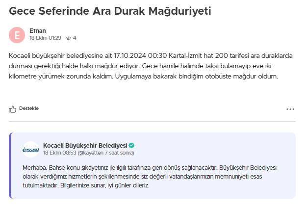 Hamile kadın, kendisini gece 2 kilometre yürüten şoförü şikayet etti!
