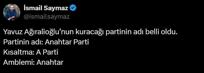 İşte Yavuz Ağıralioğlu’nun partisinin adı