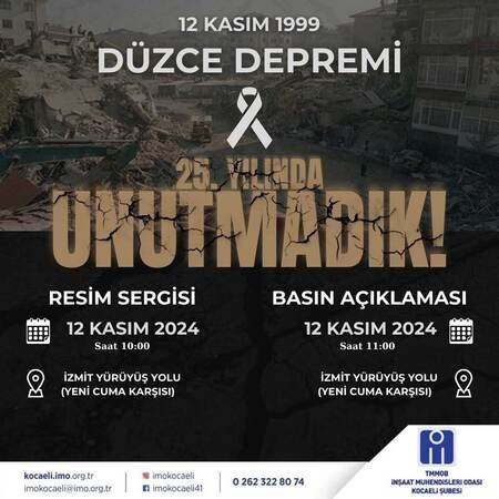İMO, Yürüyüş Yolu’nda deprem sergisi açacak