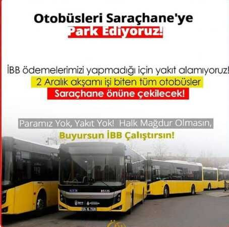 Parasını alamayan özel halk otobüsü sahipleri araçlarını İBB önüne bırakacak