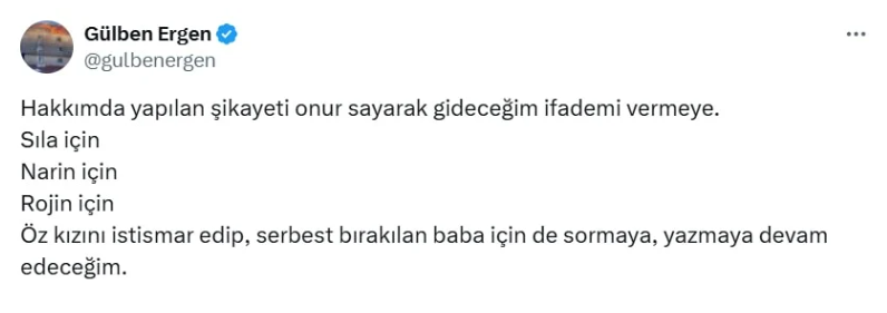 Türkiye’yi yasa boğan o olay için paylaşım yapan Gülben Ergen ifadeye çağrıldı!