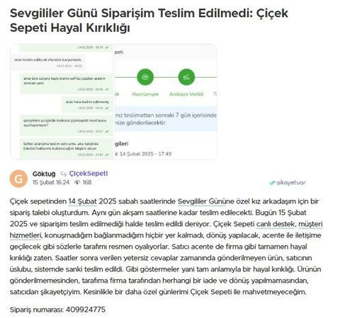 Çiçek Sepeti, 14 Şubat Sevgililer Günü'nü kabusa çevirdi! Şikayet yağdı! “Sevgililer Günü’nde Çiçek Sepeti yüzünden ayrıldık”